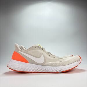 Nike Revolution 5 Light Gray Orange Lace Up Running Shoes BQ3204-006 Men’s Sz 14